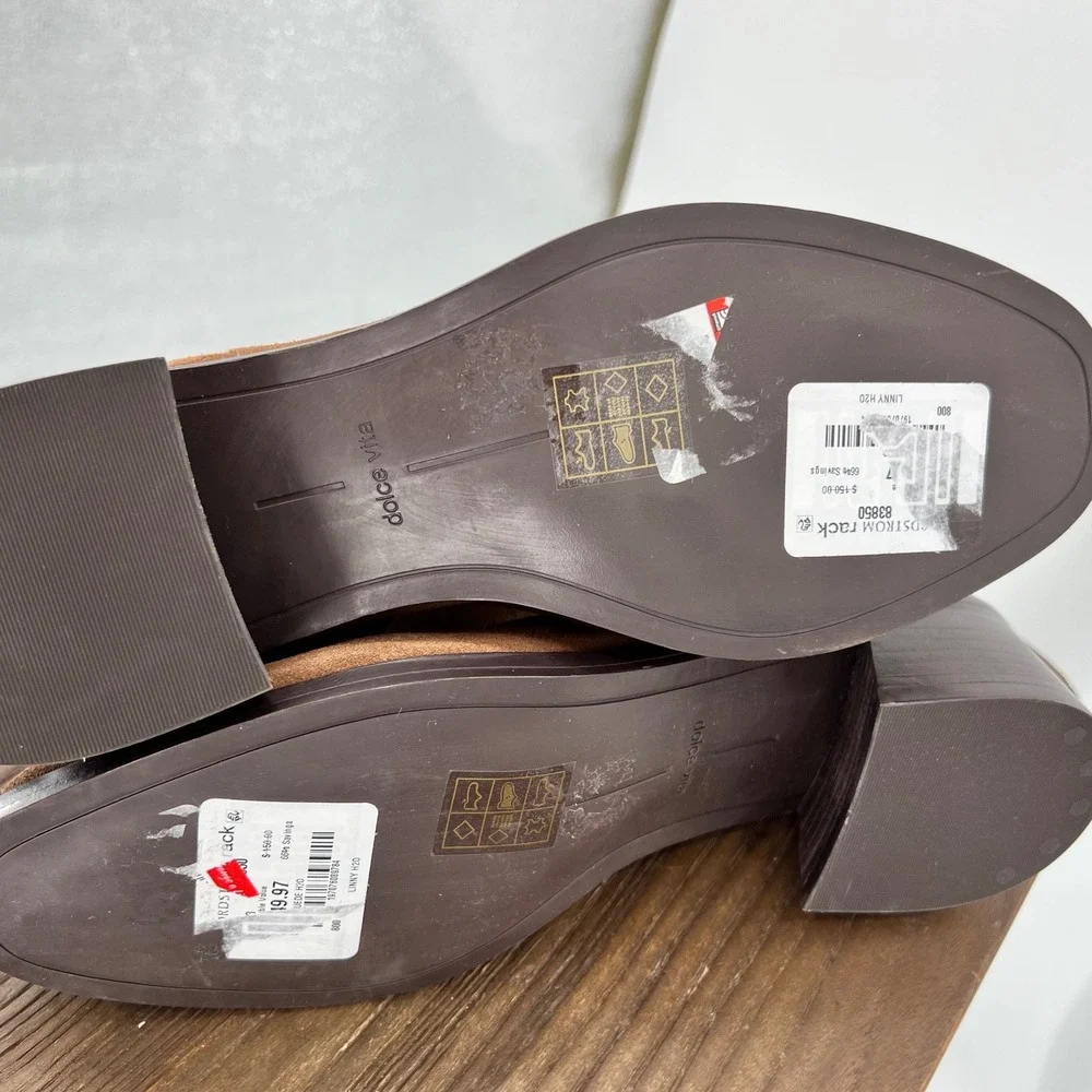 Dolce Vita Linny H2O Waterproof Suede Ankle Boots‎ Caramel Brown Size 8